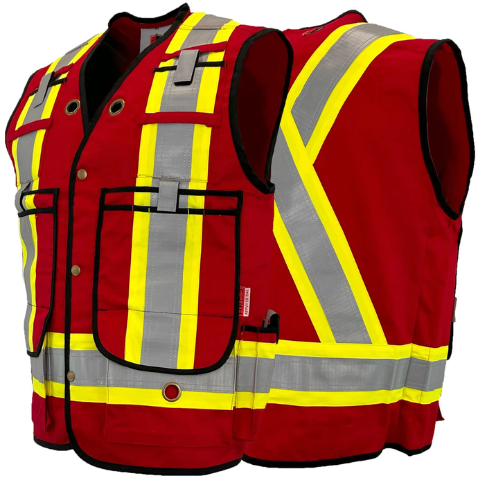 Mens Fire Resistant Surveyor Vest - Atlas - AR Protection - Red