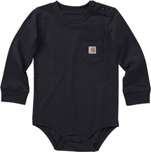 Load image into Gallery viewer, Kids Long Sleeve Body Suit - Carhartt - Pocket  - Black
