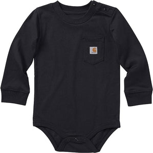 Kids Long Sleeve Body Suit - Carhartt - Pocket  - Black