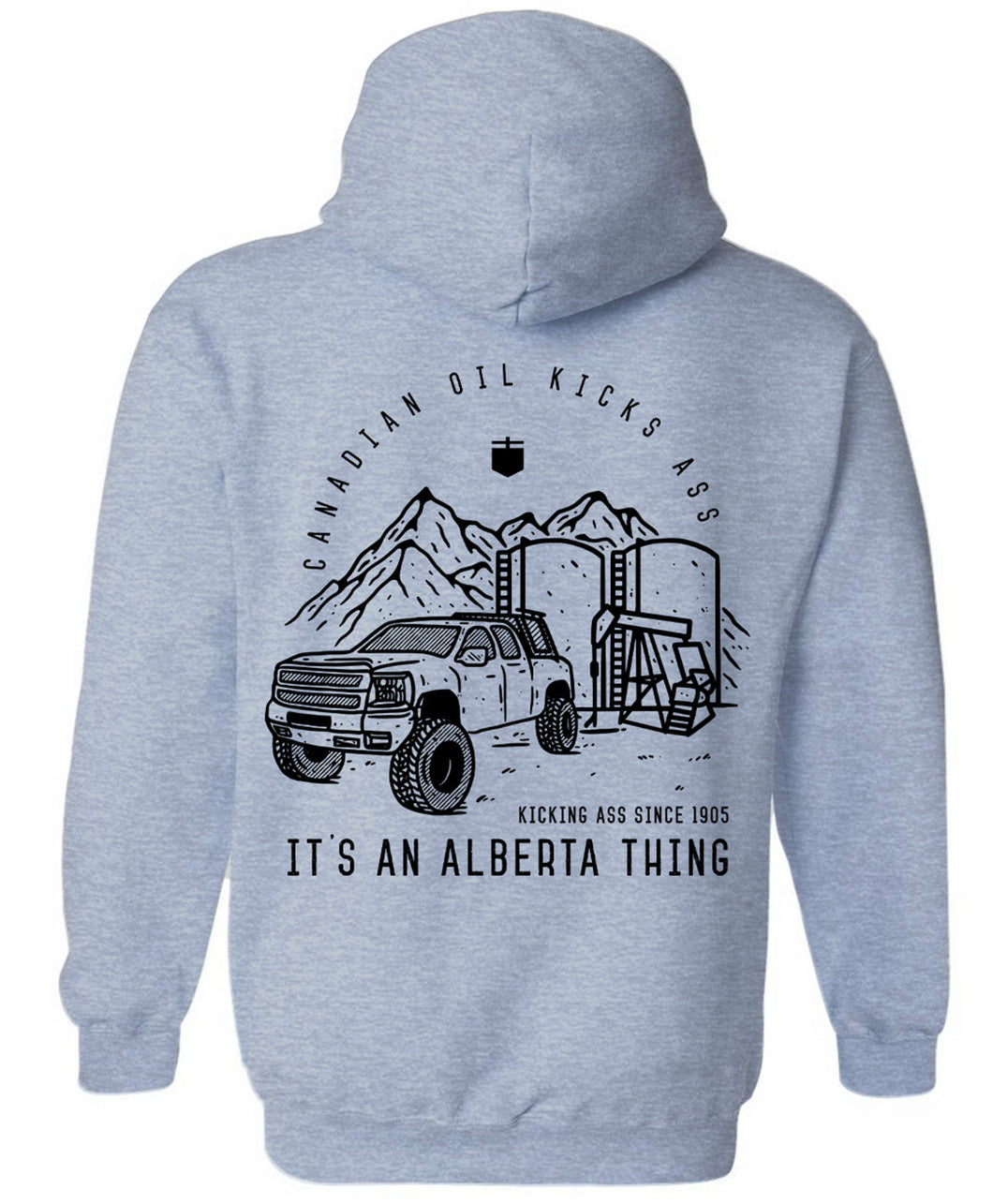 Grey hoodie - Canadian Oil Hoodie - Alberta Strong - back