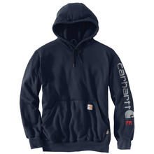 Load image into Gallery viewer, Mens Fire Resistant Loose Fit Midweight Hoodie - Carhartt - Logo Sleeve - Navy
