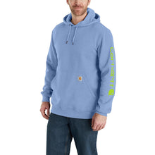 Load image into Gallery viewer, Mens Loose Fit Midweight Hoodie - Carhartt - Logo Sleeve - Sky Stone
