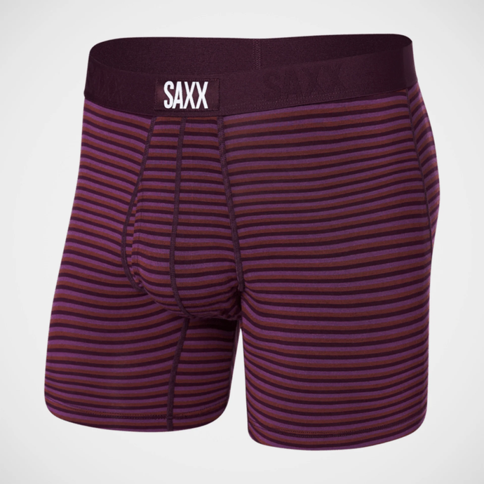 Mens Ultra Super Soft Boxer Brief - SAXX - Micro Stripe Plum