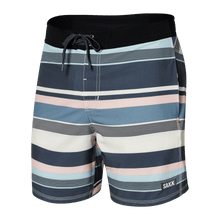 Load image into Gallery viewer, Mens Betawave Boardshort - SAXX - 7 inch inseam - horizontal blue and white line pattern
