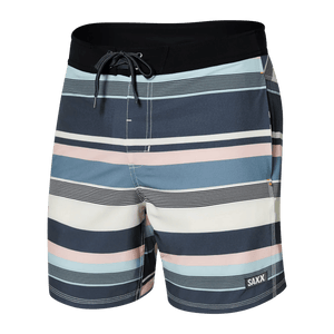 Mens Betawave Boardshort - SAXX - 7 inch inseam - horizontal blue and white line pattern