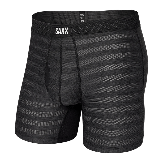 Mens Drop Temp Boxer Brief - SAXX - Black Heather - Front