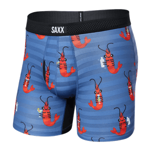 Mens Drop Temp Boxer Brief - SAXX - Shrimp Cocktail Navy - Front