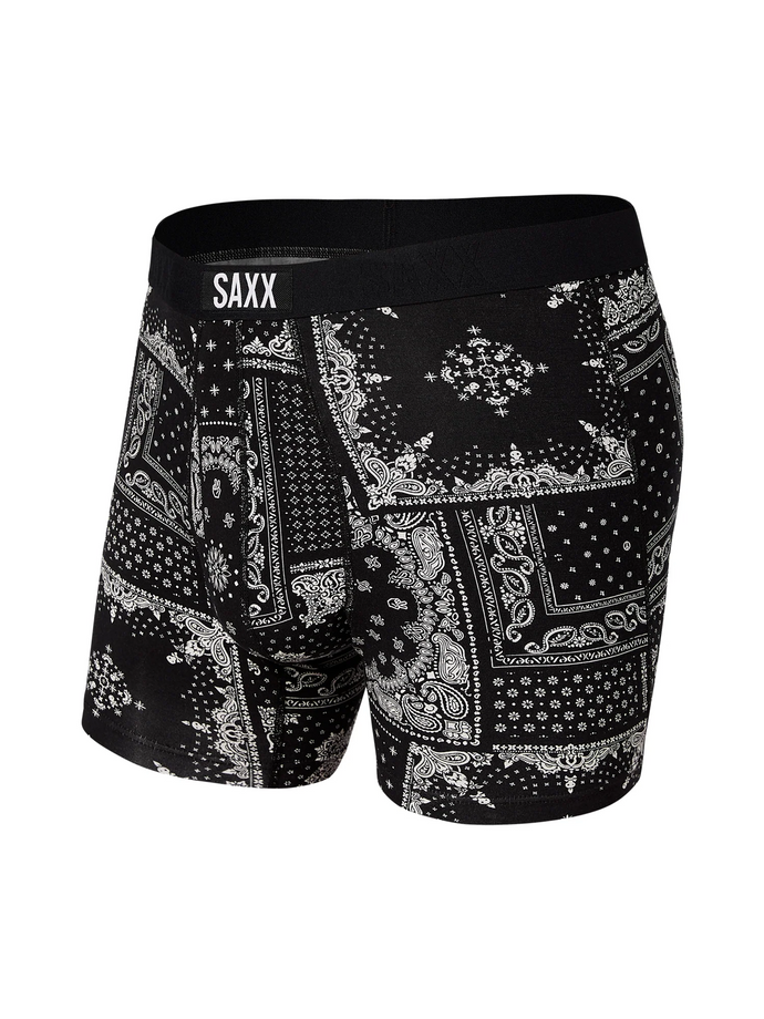 Mens Vibe Super Soft Boxer Brief - SAXX - Black Bandana Republic - Front