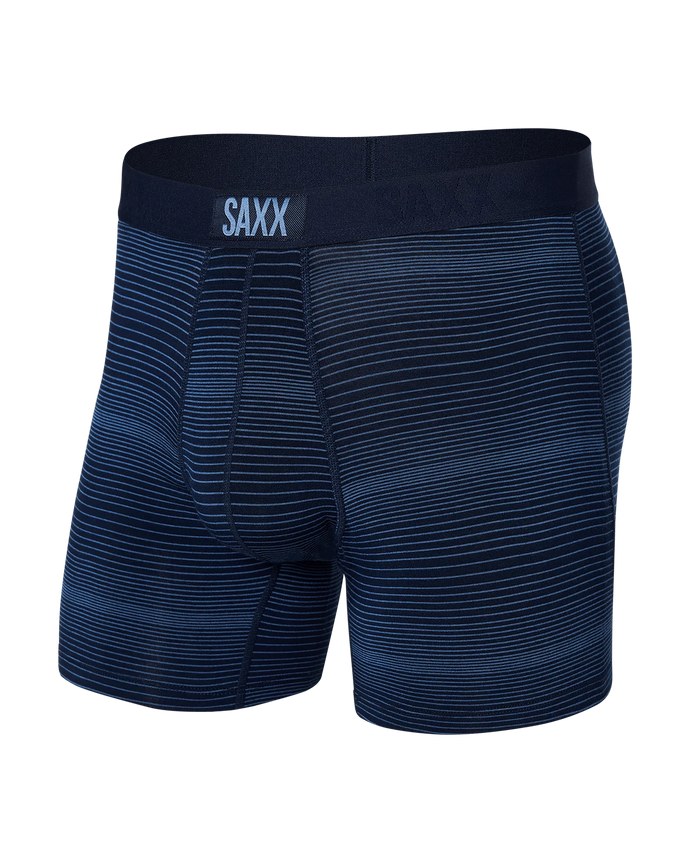 Mens Vibe Super Soft Boxer Brief - SAXX - Variegated Stripe Martime Blue - Front