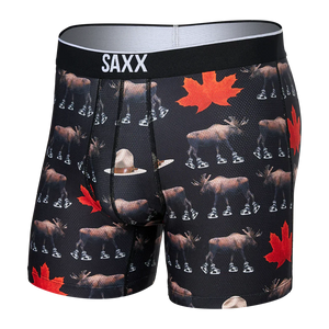 Mens Volt Breathable Mesh Boxer Brief - SAXX - National Pastime Black - Front