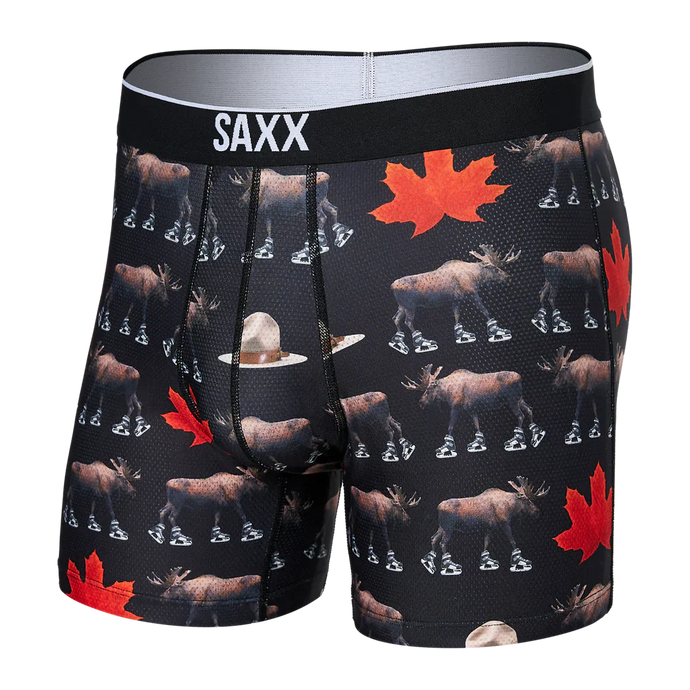 Mens Volt Breathable Mesh Boxer Brief - SAXX - National Pastime Black - Front