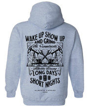 Load image into Gallery viewer, Grey Hoodie - Wake Up Show Up - Alberta Strong - Back
