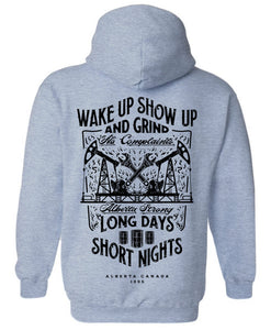 Grey Hoodie - Wake Up Show Up - Alberta Strong - Back