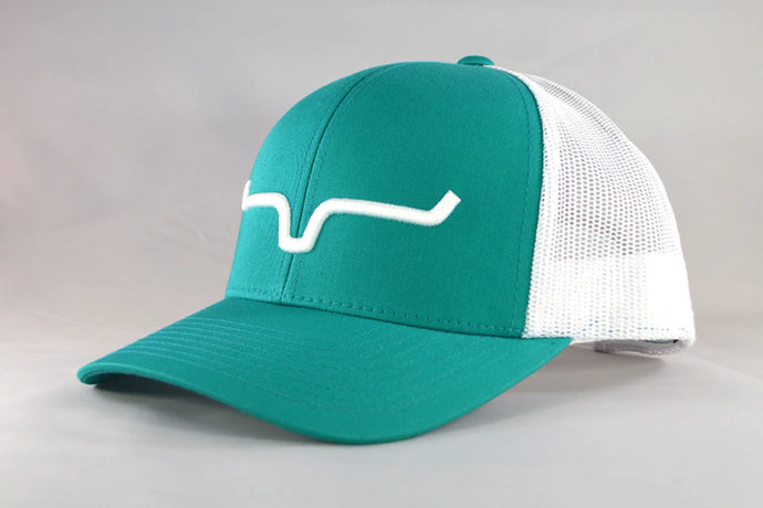 Mens Weekly Trucker Hat - Kimes - White and Teal
