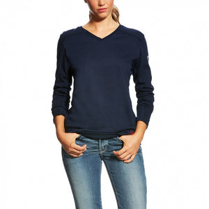 Womens Fire Resistant AC Crew Top Long Sleeve - Ariat - Navy