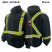 Load image into Gallery viewer, Mens Fire Resistant Striped 1/4 Zip Hoodie - Atlas - Style 401 - Black
