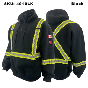 Mens Fire Resistant Striped 1/4 Zip Hoodie - Atlas - Style 401 - Black