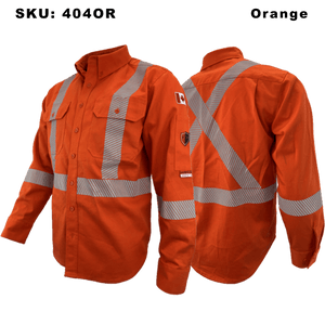 Mens Fire Resistant Striped Button Up Shirt - Atlas - Style 404 - Orange