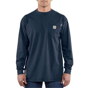 Mens Fire Resistant Force Cotton Long Sleeve Shirt - Carhartt - Navy