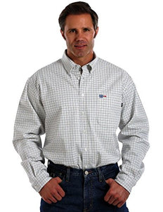 Mens Fire Resistant Button Up Shirt - Cinch - White Plaid