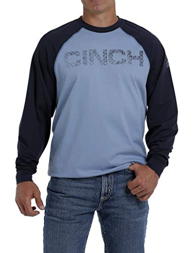 Mens Fire Resistant Raglan Long Sleeve Shirt - Cinch - Blue and Navy - Front