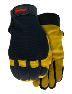 Mens Flextime Work Gloves - Watson Gloves - Black and Yellow - Front and Back