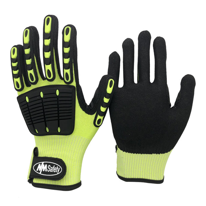 Glove Nit Dyn Hi Viz - Cut Resistant - anti-impact - NM Safety - Black and Yellow